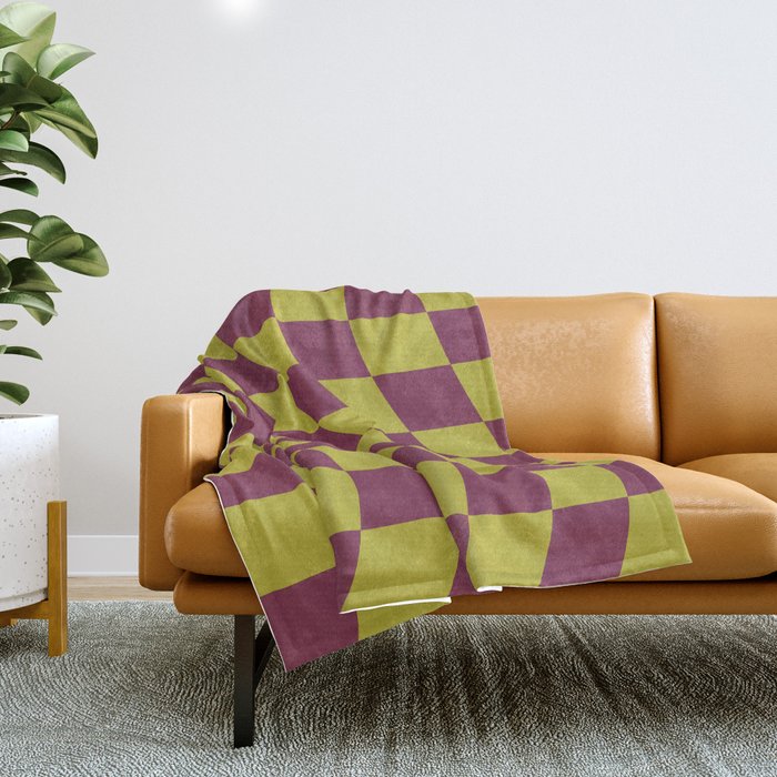 Wavy Ripe Berry x Chartreuse Throw Blanket Gallery Image 1