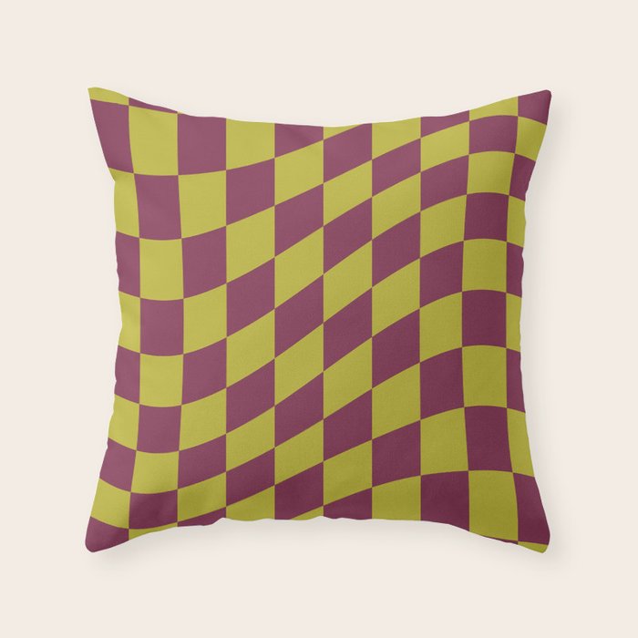 Wavy Ripe Berry x Chartreuse Throw Pillow Gallery Image 6