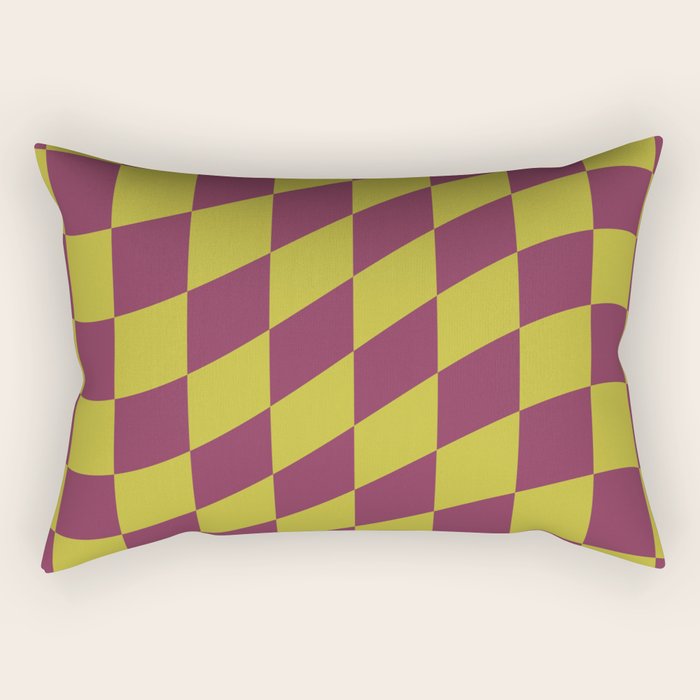 Wavy Ripe Berry x Chartreuse Rectangular Pillow Gallery Image 1