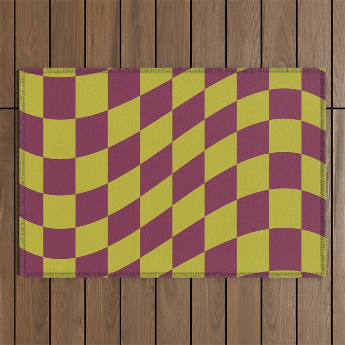 Wavy Ripe Berry x Chartreuse Outdoor Rug Gallery Image 1
