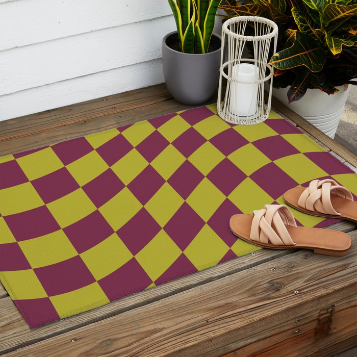 Wavy Ripe Berry x Chartreuse Outdoor Rug Gallery Image 2