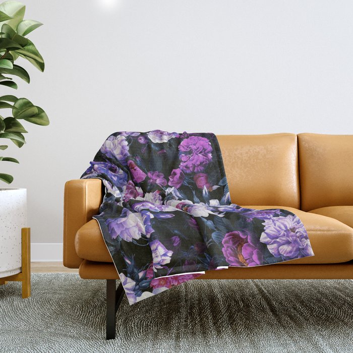 Rose Garden - Night III Throw Blanket Gallery Image 1
