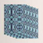 Festive, Flower Bloom, Navy Blue and Teal Wrapping Paper Gallery Image 3
