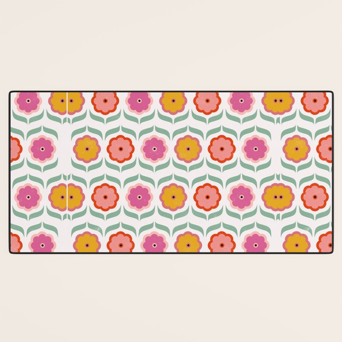 Bright Retro Geometric Pattern Desk Mat Gallery Image 3