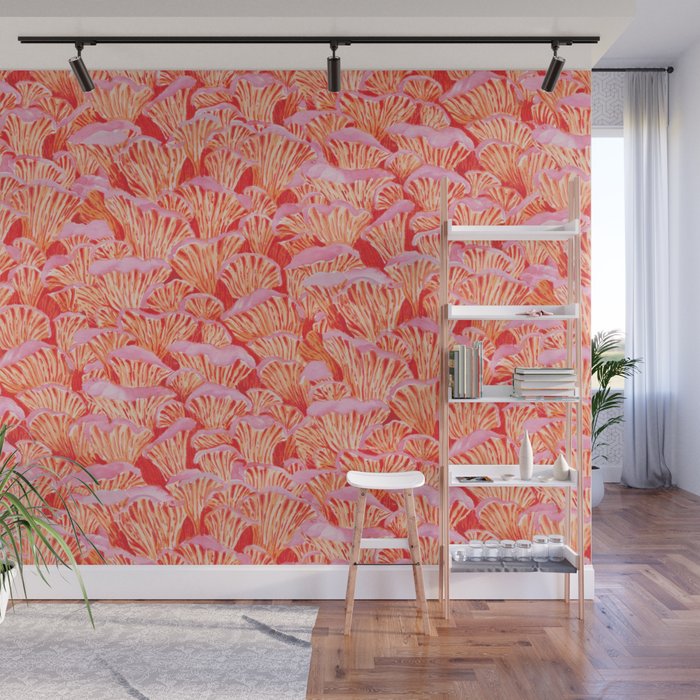 Cyber pink mushrooms Wall Mural Gallery Image 1