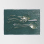 Beautiful Vintage Spoons on Black - still life photograph Rug Gallery Image 2