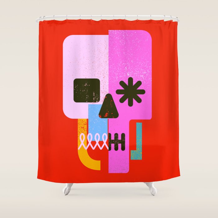 Encrypted Skull Shower Curtain Gallery Image 1