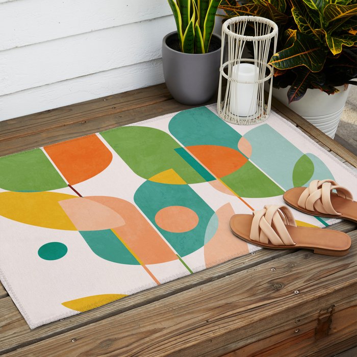 floral shapes IV Outdoor Rug Gallery Image 2