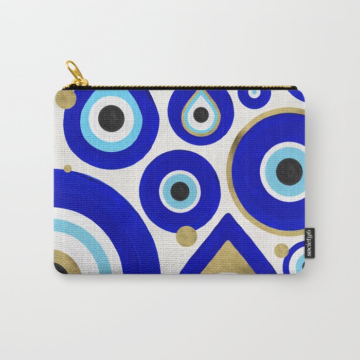 Evil Eye Charms on White Carry All Pouch Gallery Image 1