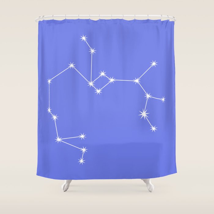Sagittarius Zodiac Star Constellation Line Art Periwinkle Purple Shower Curtain Gallery Image 1