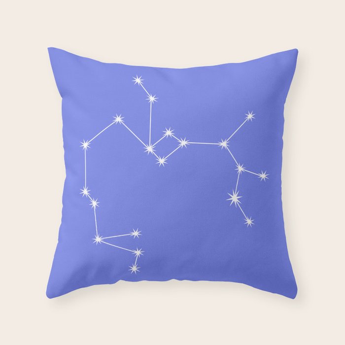 Sagittarius Zodiac Star Constellation Line Art Periwinkle Purple Throw Pillow Gallery Image 6