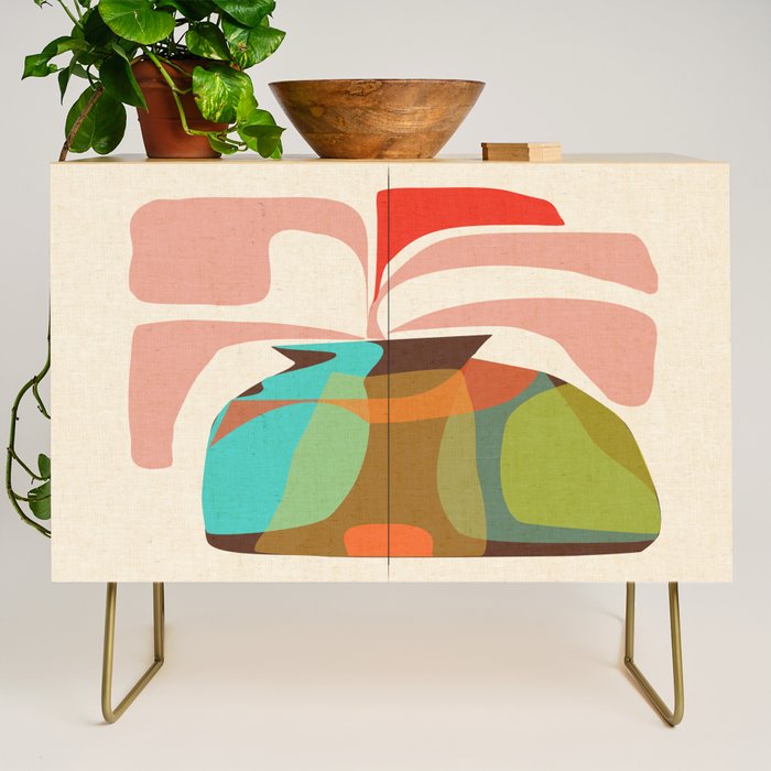 Abso 03 Colored Vase With Red Plant Credenza Gallery Image 1
