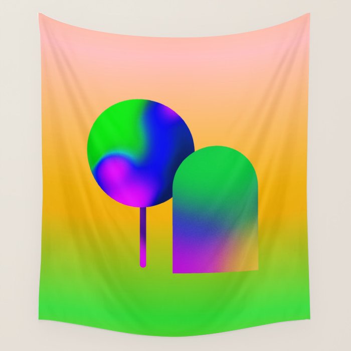 Tuscan  Landscape - Ombre Colors Minimalist Modern Abstract Iluustration  Wall Tapestry Gallery Image 1