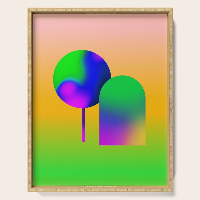 Tuscan  Landscape - Ombre Colors Minimalist Modern Abstract Iluustration  Serving Tray Gallery Image 1