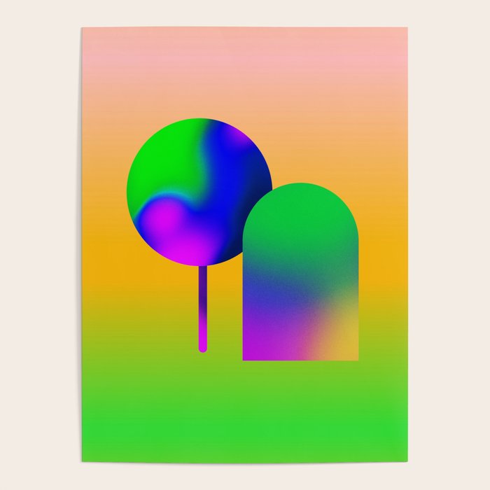 Tuscan  Landscape - Ombre Colors Minimalist Modern Abstract Iluustration  Poster Gallery Image 1