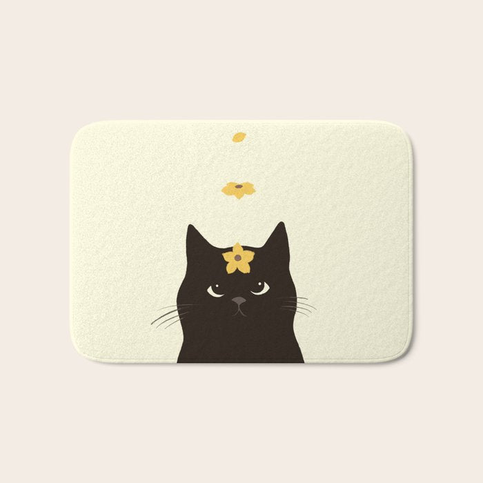 Hidden cat 20 spring yellow flower Bath Mat Gallery Image 1