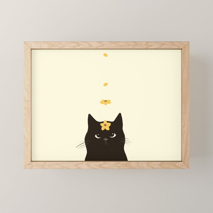 Hidden cat 20 spring yellow flower Mini Art Print Gallery Image 1