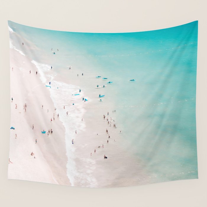Beach - Summer Love II - Aerial Beach and Ocean photography by Ingrid Beddoes Wall Tapestry Gallery Image 1