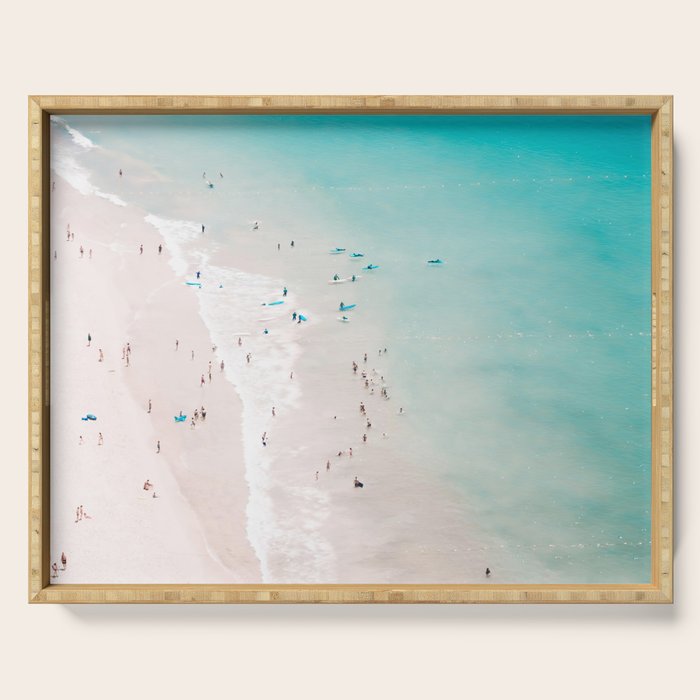 Beach - Summer Love II - Aerial Beach and Ocean photography by Ingrid Beddoes Serving Tray Gallery Image 1