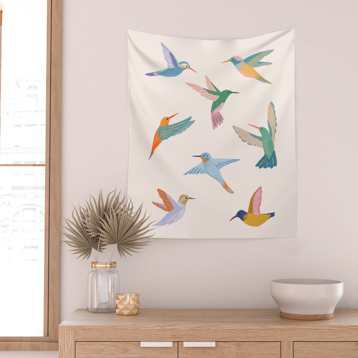 Hummingbirds Wall Tapestry Gallery Image 2
