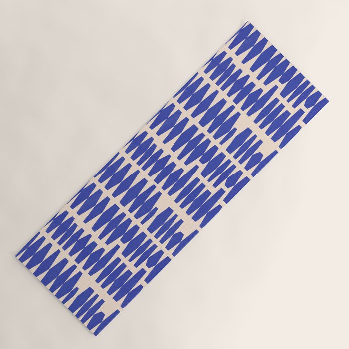 Handrawn Geometric Blue Pattern Yoga Mat Gallery Image 1