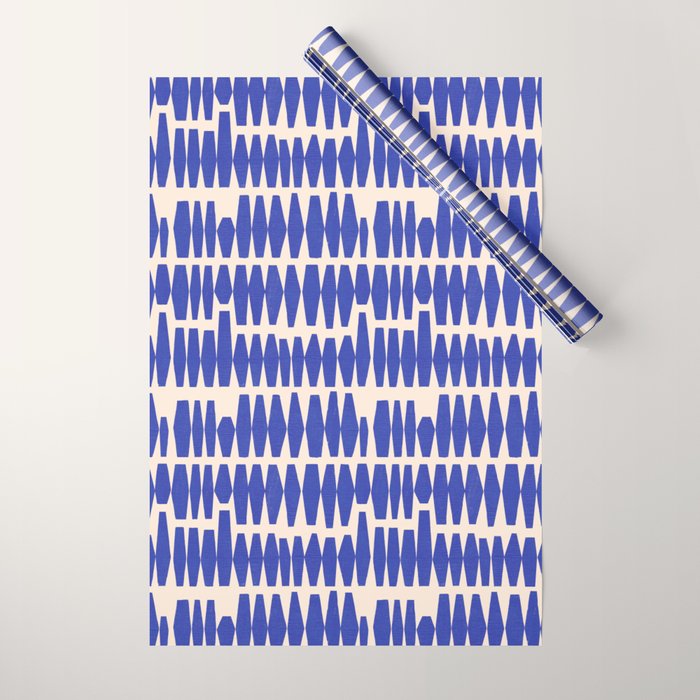 Handrawn Geometric Blue Pattern Wrapping Paper Gallery Image 1