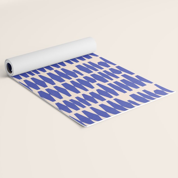 Handrawn Geometric Blue Pattern Yoga Mat Gallery Image 2