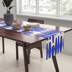 Handrawn Geometric Blue Pattern Table Runner Gallery Image 2