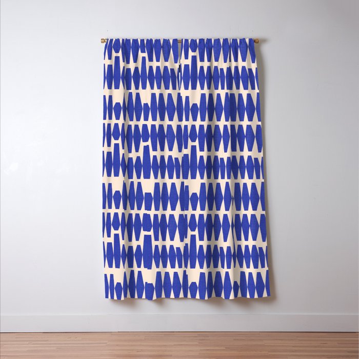 Handrawn Geometric Blue Pattern Window Curtain Gallery Image 3