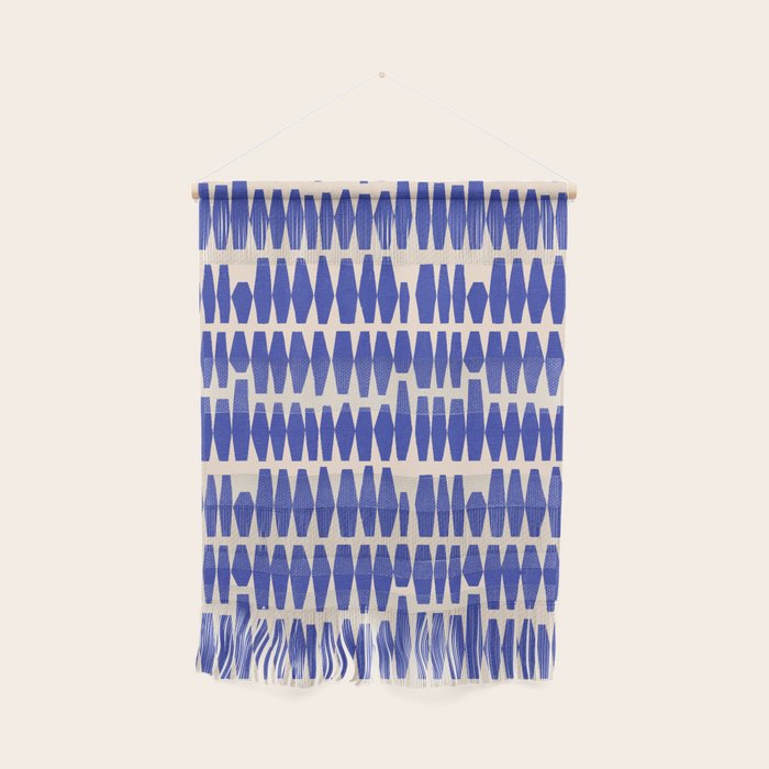 Handrawn Geometric Blue Pattern Wall Hanging Gallery Image 1