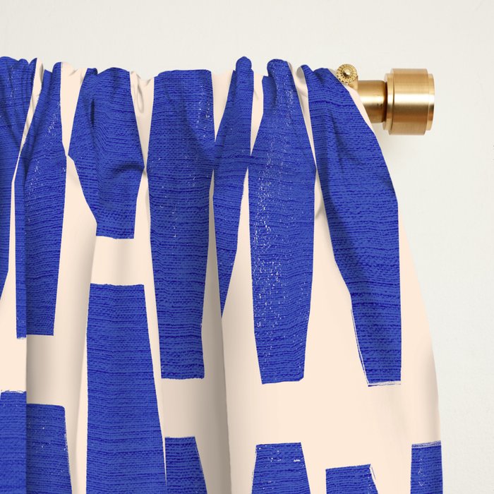 Handrawn Geometric Blue Pattern Window Curtain Gallery Image 2