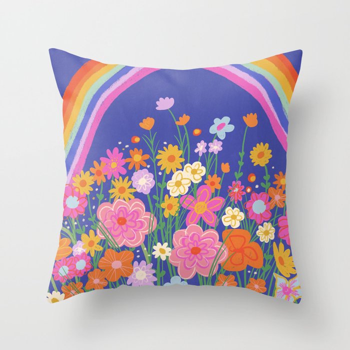 Rainbow meadow Throw Pillow Gallery Image 6