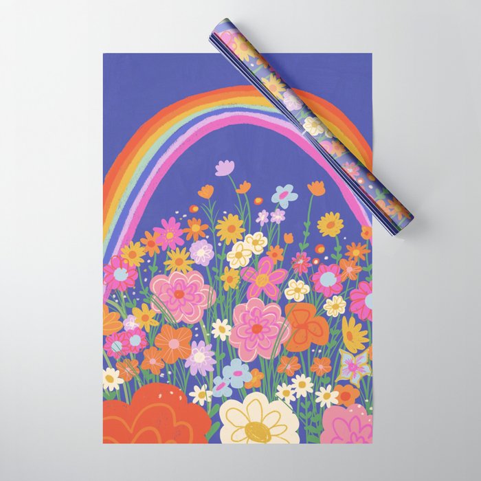 Rainbow meadow Wrapping Paper Gallery Image 1