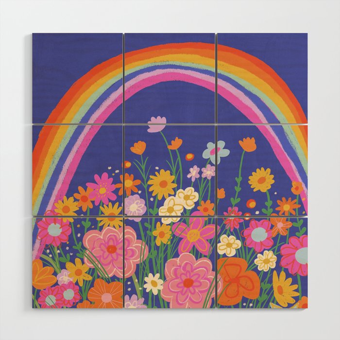 Rainbow meadow Wood Wall Art Gallery Image 1