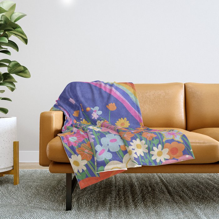 Rainbow meadow Throw Blanket Gallery Image 1