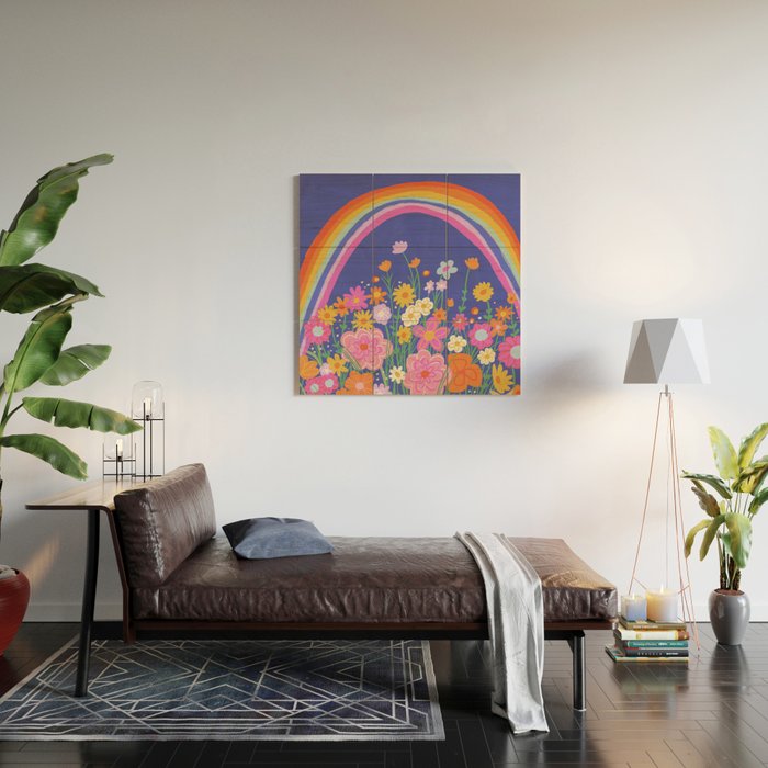 Rainbow meadow Wood Wall Art Gallery Image 2