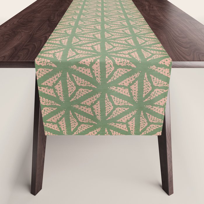 Threaded Geometric Green Peach Table Runner Gallery Image 1