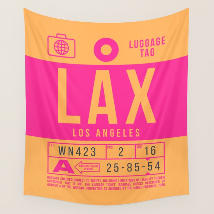 Luggage Tag B - LAX Los Angeles USA Wall Tapestry
