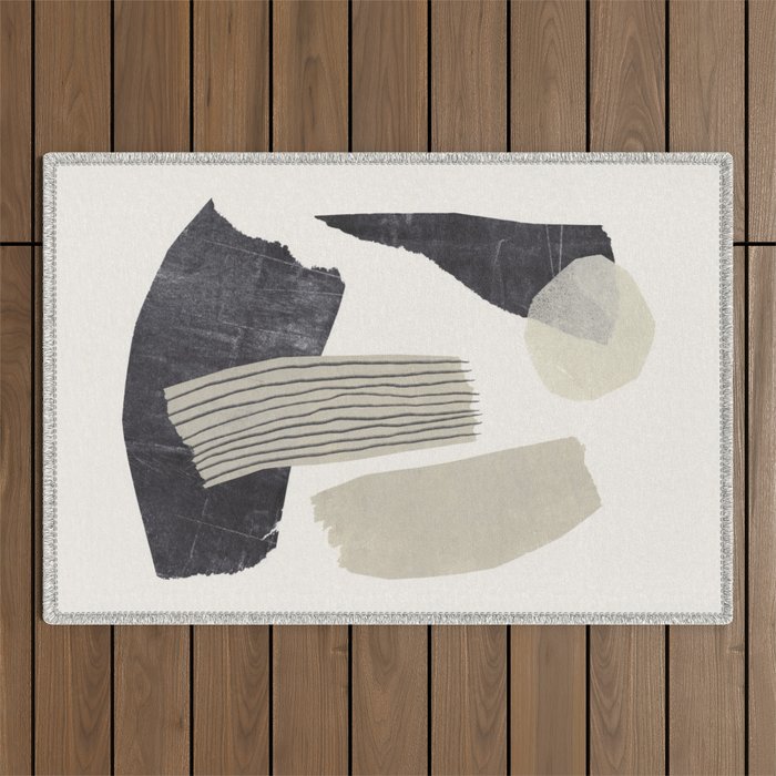 Monochrome Shapes #2 Outdoor Rug Gallery Image 1