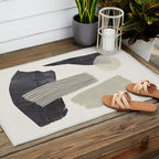 Monochrome Shapes #2 Outdoor Rug Gallery Image 2