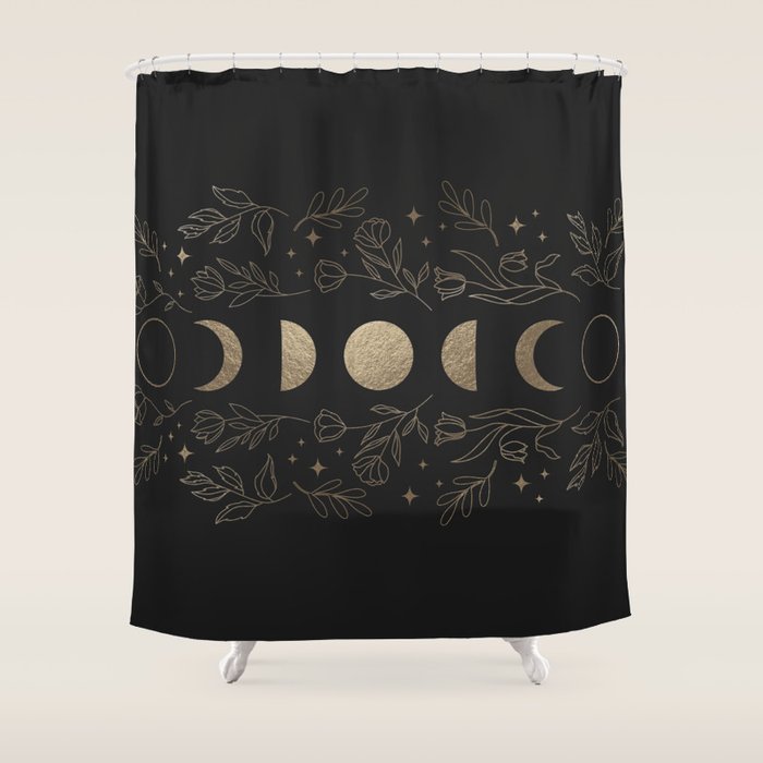 Gold Moon Phases Shower Curtain Gallery Image 1