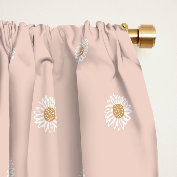Daisy - blush, simple, cute, floral, florals, flower, peach,  Window Curtain Gallery Image 2
