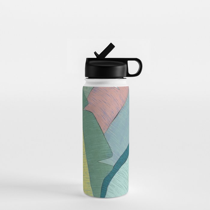Banana leaves pastel colors Water Bottle Gallery Image 1