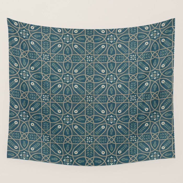 William Morris Vintage Brophy Trellis Teal Wall Tapestry Gallery Image 4
