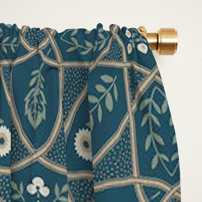 William Morris Vintage Brophy Trellis Teal Window Curtain Gallery Image 2