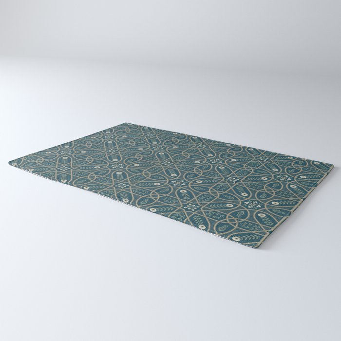 William Morris Vintage Brophy Trellis Teal Rug Gallery Image 3