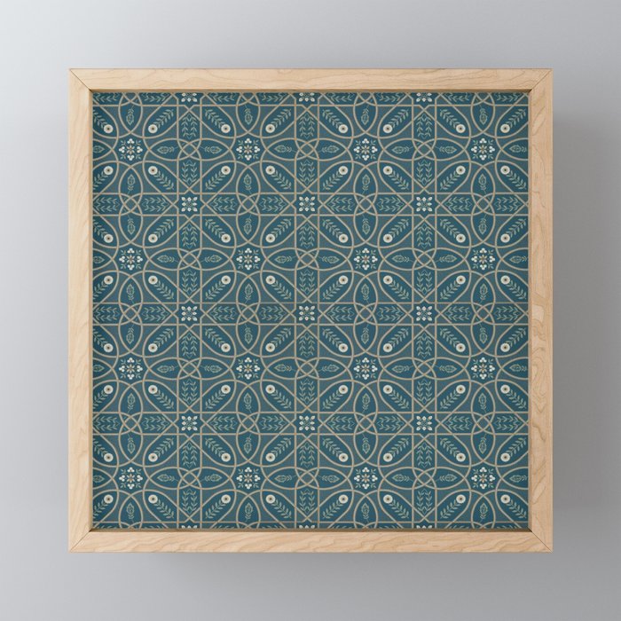 William Morris Vintage Brophy Trellis Teal Mini Art Print Gallery Image 1