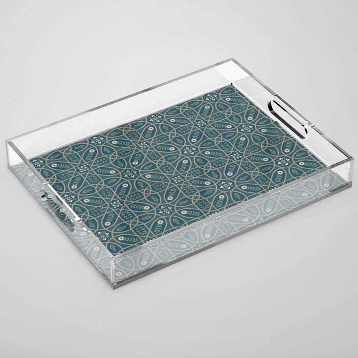 William Morris Vintage Brophy Trellis Teal Acrylic Tray Gallery Image 1