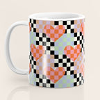 Retro love heart checkered pattern Coffee Mug Gallery Image 3