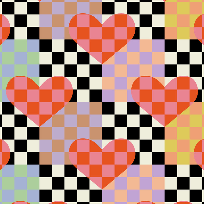 Retro love heart checkered pattern Coffee Mug Gallery Image 2